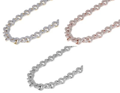 Iced Out Cuban 12 3/10 CT Real Diamond Infinity Link Chain Necklace Gold 10MM... - Image 1 of 4