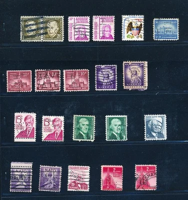 BV60835 USA historical figures landmarks perfins fine lot used - Image 1 of 2
