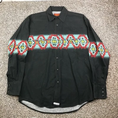 Vintage Wrangler Rustler Shirt Western Pearl Snap Aztec Brushpopper Mens Large - Image 1 of 4
