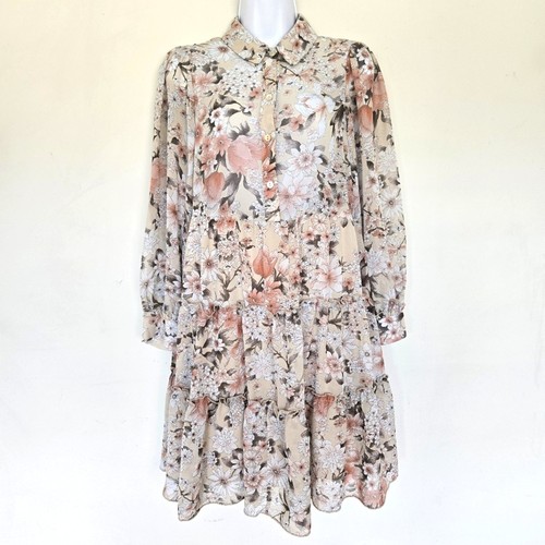 VETEMENTS Abito midi Kate & Lily floreale a strati taglia 4P boho romantico trasparente Fairycore delicato