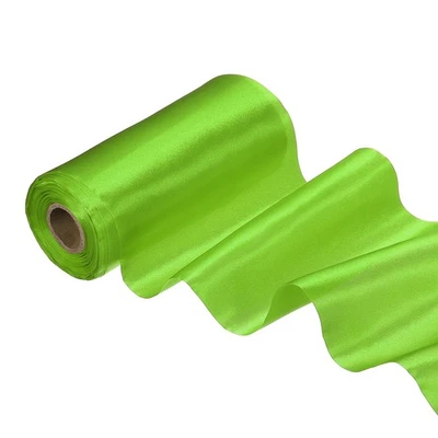 Cinta de satén de 6 pulgadas de ancho, cinta sólida de una sola cara de 22 yardas, verde neón Foto 1 de 4