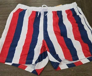Swim Shorts Celebrate Patriotic Above The Knee Red White Blue Snacks Two SizeM L - Picture 1 of 11