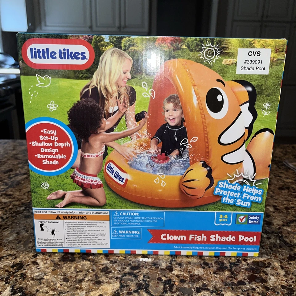 Children's Fun Pool Toy Little Tikes Clown Fish Shade Summer Toddler 3 to 6  - Imagem 1 de 1