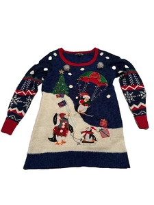 Suéter Feo Navidad Pingüinos Vacaciones Divertido Para Mujer Talla L - Imagen 1 de 5