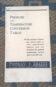 Vintage Negretti Zambra Pressure & Conversion Tables - Bild 1 von 2