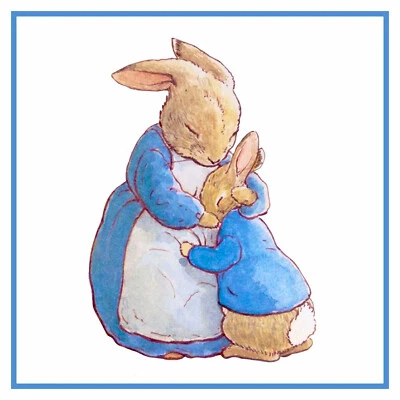 Mama Bunny Hugs Peter Rabbit by Beatrix Potter Counted Cross Stitch Pattern - Image 1 of 4