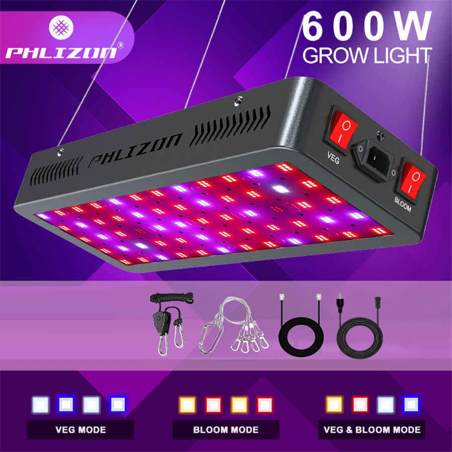 PHLIZON 1200W/600W LED Grow Light lampada per piante a spettro completo lampada per crescita LED