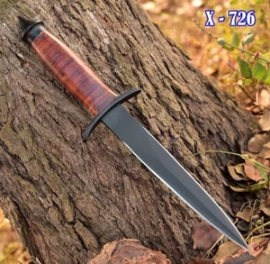 Vintage Damascus Double Edged fix Blade Hunting War Dagger v-42 Knife Stiletto - Picture 1 of 16