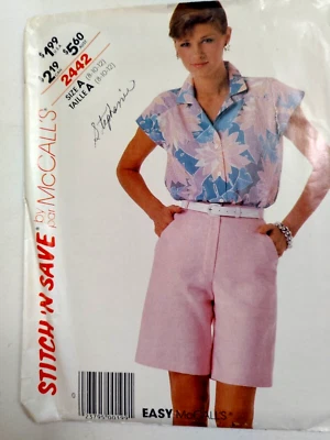 Shorts Shirt Top 8 10 12 McCalls 2442 Sewing Pattern McCall's Stitch N Save Easy - Image 1 of 4