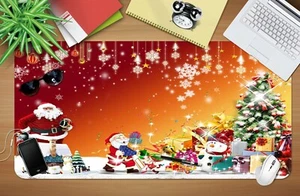 3D Ribbon Santa Gift Snowman I814 Christmas Non-slip Desk Mat Keyboard Pad Amy - Picture 1 of 8