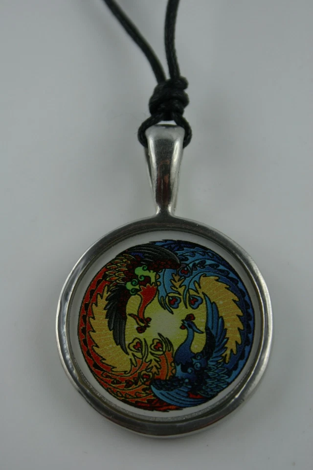 Anhänger  Eis Phoenix und Feuer Phoenix  Pewter  Zinn - Bild 1 von 1