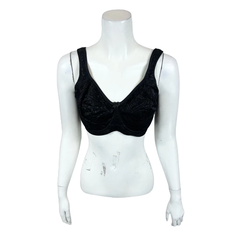Sujetador Breezies para mujer Wild Rose encaje sin costuras con aros negro liso talla 36B Foto 1 de 2