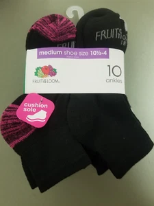 New Fruit Of The Loom Girls 10 Pair Ankle Socks. - Picture 1 of 4
