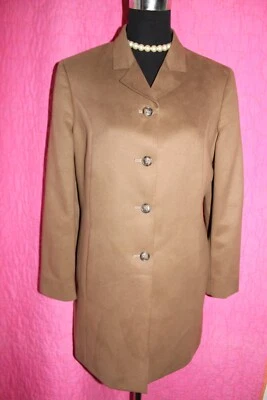Chaqueta NORM THOMPSON Beige Inteligente Gamuza Tacto Talla 10 Blazer Forrado Más Largo Botón Foto 1 de 4