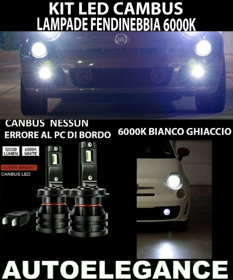 FIAT 500 500C LAMPADE FENDINEBBIA H3 LED 10.000LM CAMBUS - AT - Immagine 1 di 4