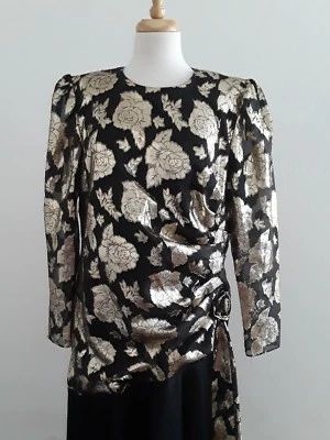 Vestido de Fiesta David Rosa Años 80 De Colección Negro/Dorado Talla 14W Foto 1 de 4