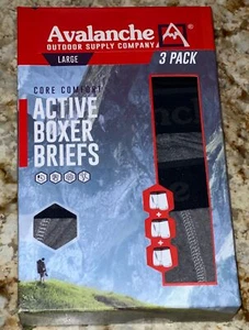 AVALANCHE 3 Pack Core Comfort Active Boxer Briefs Black Grey New Mens Sz M L - Picture 1 of 3
