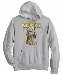 Star Wars grau Grafik Hoodie Sweatshirt Ganzkörper Grugu Baby Yoda Neu mit Etikett Unisex L - Bild 1 von 13