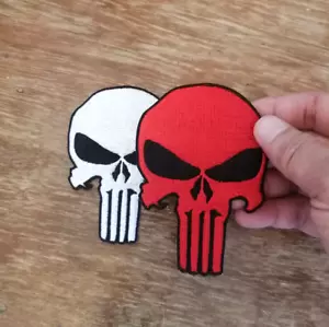Skull Punisher dangerous Scary Satan symbol Embroidered Iron-On Sew patch - Picture 1 of 4