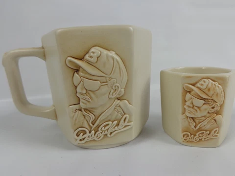 Vintage 1997 Nascar Dale Earnhardt #3 Mug Cup and Shot Glass 50th Anniversary Cover