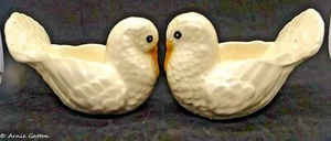 Lovely Pair of White Dove Love Birds Candle Holders - Picture 1 of 11