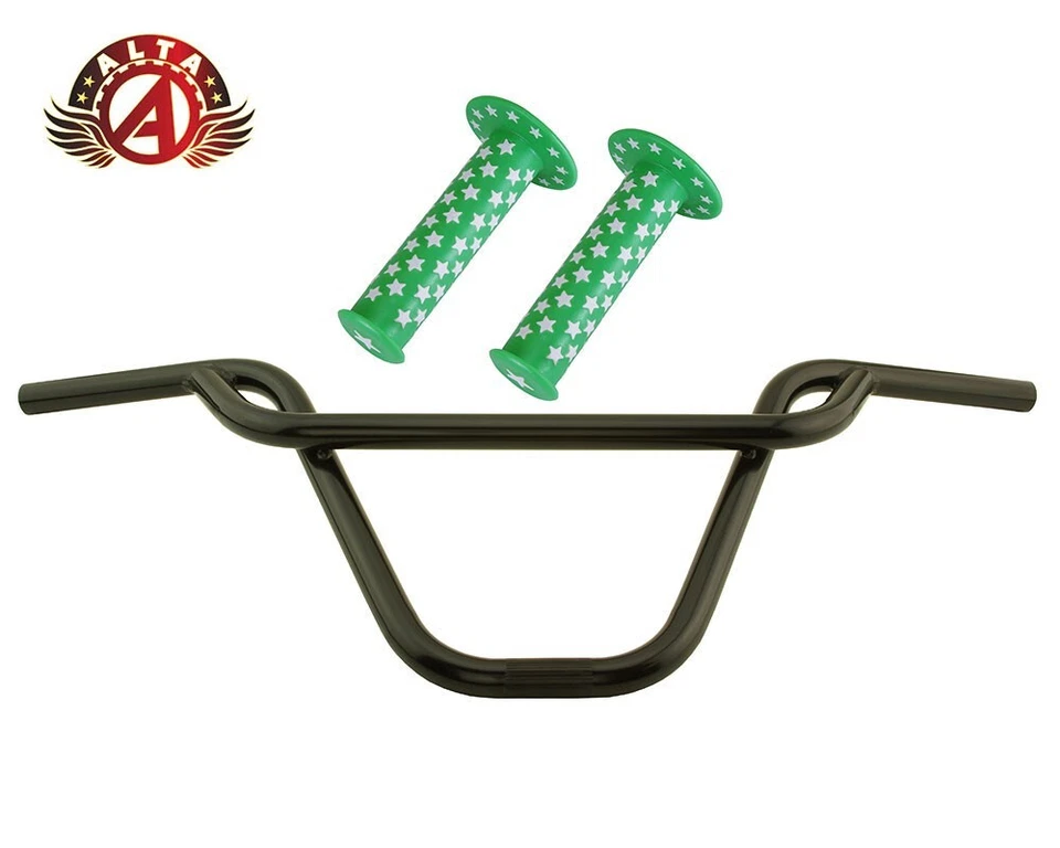 Manillar negro ALTA BMX Old School PRETZEL con empuñaduras estilo BMX ESTRELLAS BLANCAS. Foto 1 de 1