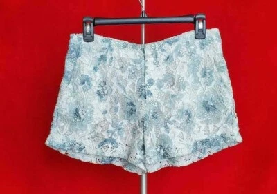 Joie White Blue Cotton Lace Shorts Size 4 - Изображение 1 из 3
