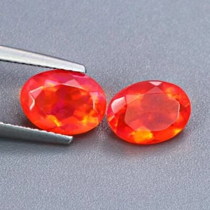 2.42Cts Natural Ethiopian Orange Opal Oval Cut PAIR 2PCS Loose Gemstone - Picture 1 of 3
