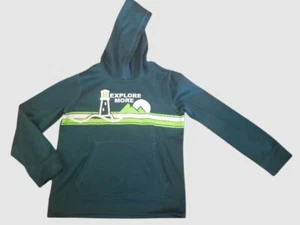 * LANDS END Green Fleece Lined Hooded Pullover Boys Size 10-12 - Picture 1 of 3