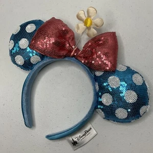 Diadema Parques Disney Flor Lazo Lunares Sombrero Lentejuelas Orejas de Minnie MM - Imagen 1 de 6