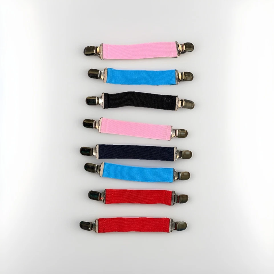 Pacifier Clips - Metal Clips - Stretchy - Assorted Colors - Set Of 8 - NEW - Image 1 of 1