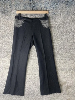 Tory Burch Pants Womens 6 Black Wool Flare Rhinestone Wings Embellished 23062177 - Image 1 of 4