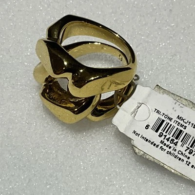 NEW W/TAG Michael Kors Women's Statement Ring Gold Tone Ring Sz 6 CHAIN SHAPE - Image 1 of 4