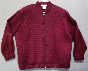 Vintage Megan Moore rote Jacke Gr. 16 gesteppt Nieten elastisch Retro 90er klassisch Mantel - Bild 1 von 15