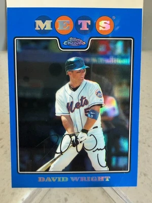 2008 Topps Chrome 'Blue Refractor' David Wright #85 Mets Icon Foto 1 de 3