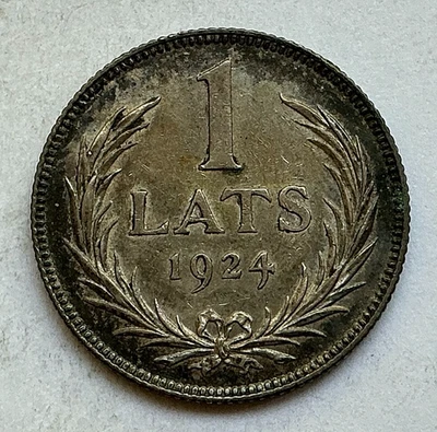 1924 Latvia Lats Silver Coin. KM# 7 - Image 1 of 2
