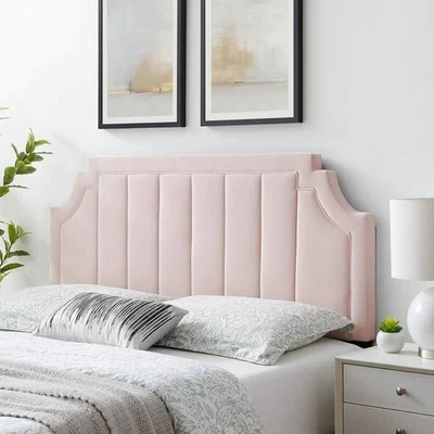 Cabeceira Modway Alyona Channel Tufted Performance Velvet Twin em Rosa - Imagem 1 de 3