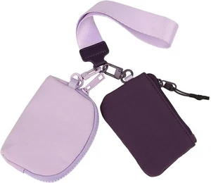 Keychain Wristlet Wallet Mini Zip Coin Around Clutch Purse for Women Purple - Picture 1 of 7