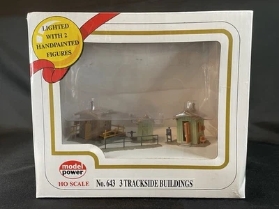 Model Power HO Scale #643  Trackside Buildings Relay Box, Storage & Handcar Shed - Image 1 of 4