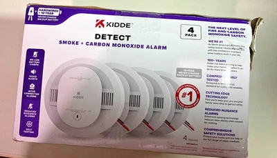 Alarma de humo y monóxido de carbono Kidde Detect, cableada, batería de 10 años, paquete de 4 Foto 1 de 4