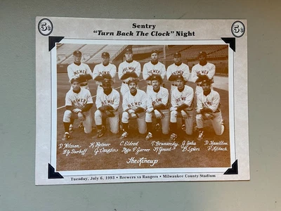 Milwaukee Brewers Sentry Foods Scorecards TBTC Night 7/6/1993 + Greg Vaughn SGA - Image 1 of 4