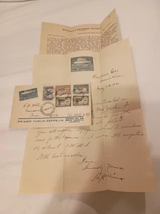 ARGENTINA US EUROPE 1930 GRAF ZEPPELIN ROUND FLIGHT W ZEP LETTERHEAD CORRESPOND - Picture 1 of 9