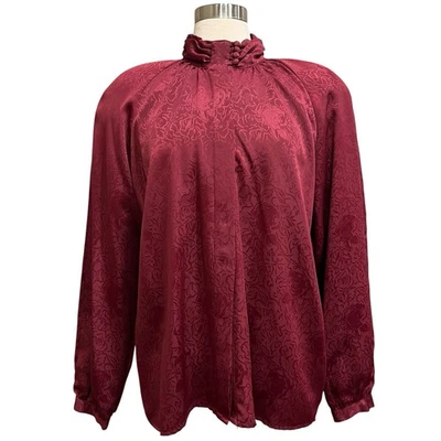 Blusa Christie & Jill Secretaria 18 Floral Arándano Artístico Elegante Abuela Negrita Foto 1 de 4