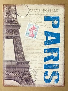 Letrero de pared de metal de lata de París - tarjeta postal - Imagen 1 de 1