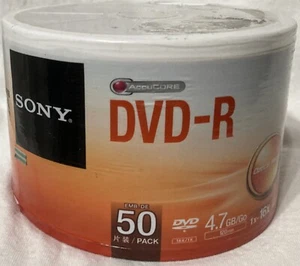 Sony DVD-R 16X 4.7GB Blank Disc - 50 Pack Sealed New Never Opened - Picture 1 of 4