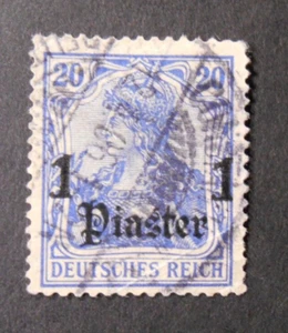 GERMANIA,GERMANY, KOLONIEN ,1905 Turkei"F Germania SVR" 1 pia su 20pf Used Mi.26 - Imagen 1 de 1