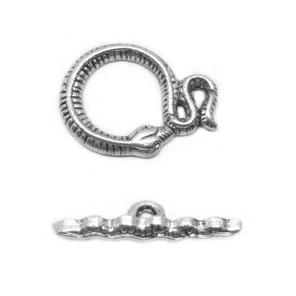 Pewter Snake Toggle Clasp 18x20mm w 24mm Bar 18 Sets - Image 1 of 1