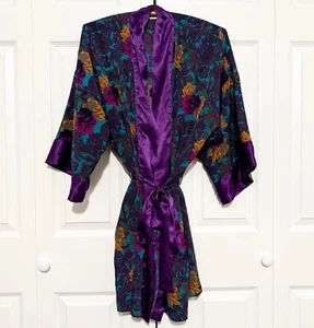 Vintage 90s Victoria’s Secret Satin Robe One Size Paisley Floral Print Dessous - Bild 1 von 8