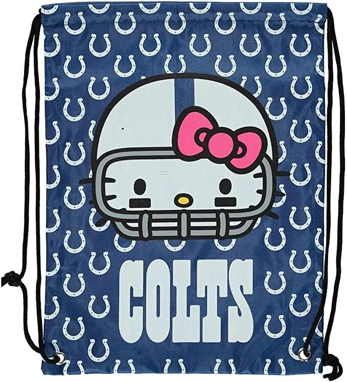 INDIANAPOLIS COLTS Hello Kitty Drawstring Backpack Shoulder Gym Bag Nfl Football - Image 1 of 1