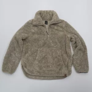 LIV Chaqueta de lana exterior para mujer M beige piel sintética 1/4 con cremallera suéter bolsillo acogedor - Imagen 1 de 13